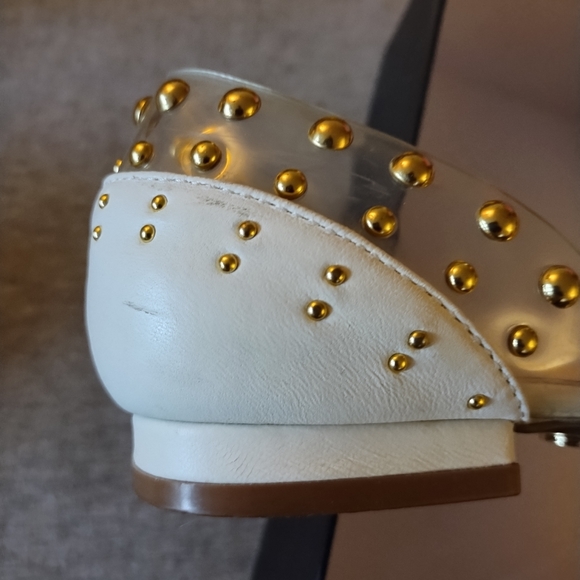 Cecelia New York Min Bare Clear Alabaster Color Blocked Studded Flats Size 8 - Picture 6 of 16